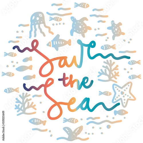 Save the sea concept. Poster design.