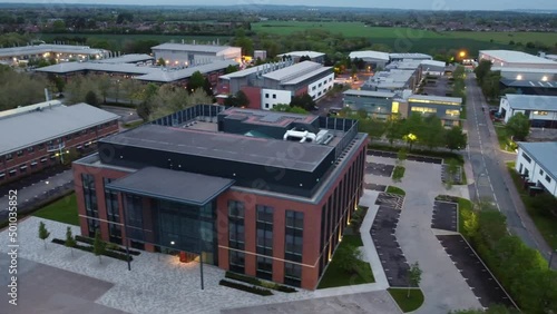 Wallpaper Mural Transverse flight over a deserted business park at dusk Torontodigital.ca