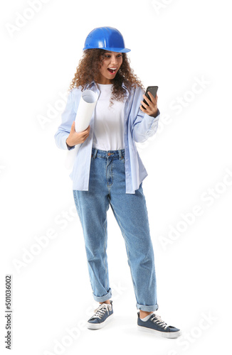 Excited female designer wit...