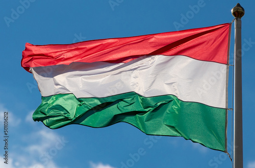 Fototapet Hungarian flag waving in the wind