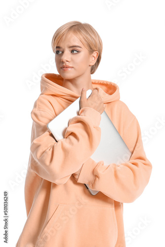 Beautiful young woman in st...