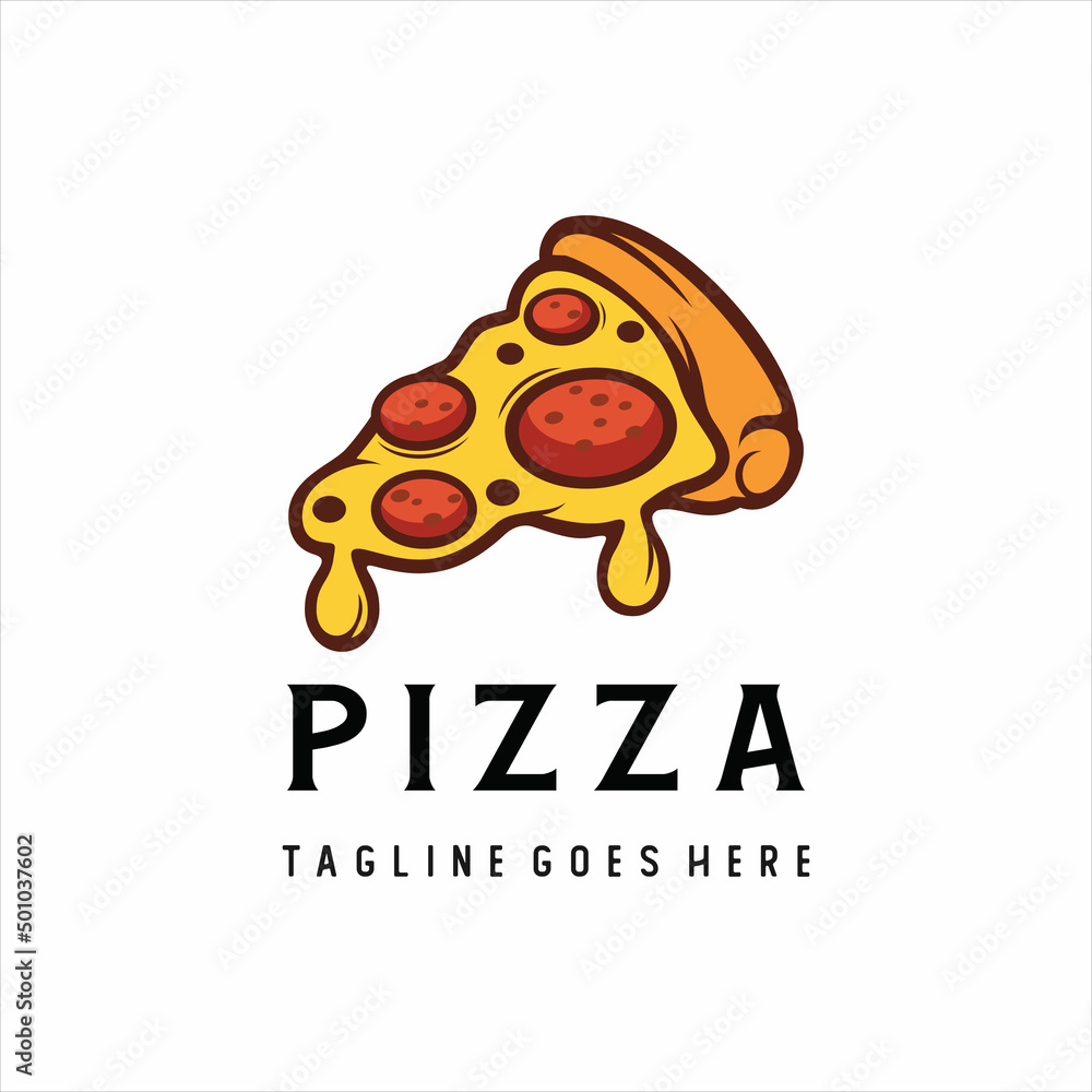Pizza logo template, Suitable for restaurant and cafe logo, restaurant or food delivery service.