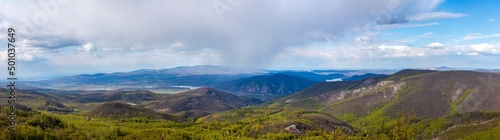 landscape seen from Dobogoko peak - Hungary. It is the highest area in the Visegrad Mountains