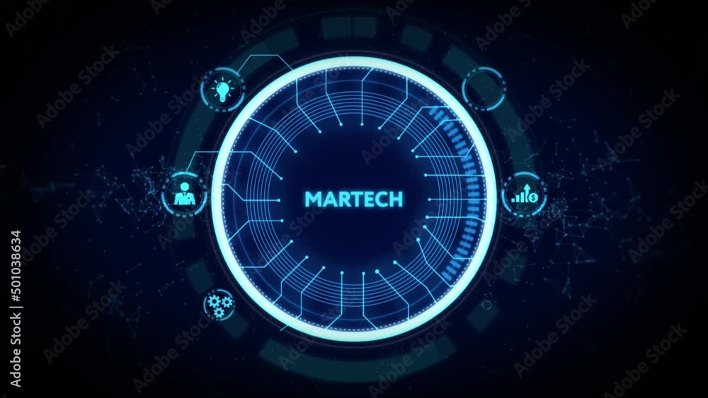Martech marketing technology concept on virtual screen interface. Business, Technology, Internet and network concept. Martech marketing technology concept on virtual screen interface. Business, Technology, Internet and network concept.