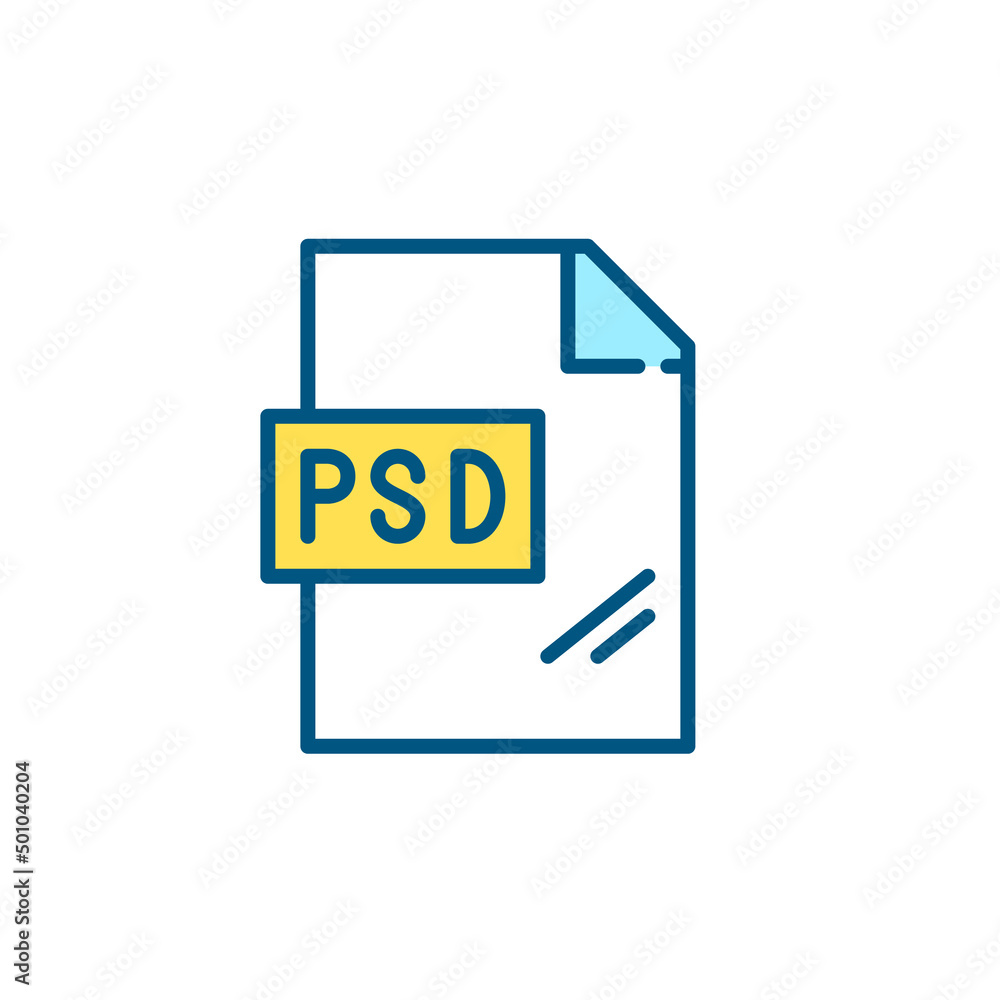 PSD file format icon. Pixel perfect, editable stroke, line art color PSD file format icon. Pixel perfect, editable stroke, line art color