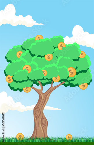 Money tree, Success concept, Easy Money, Money Leaves