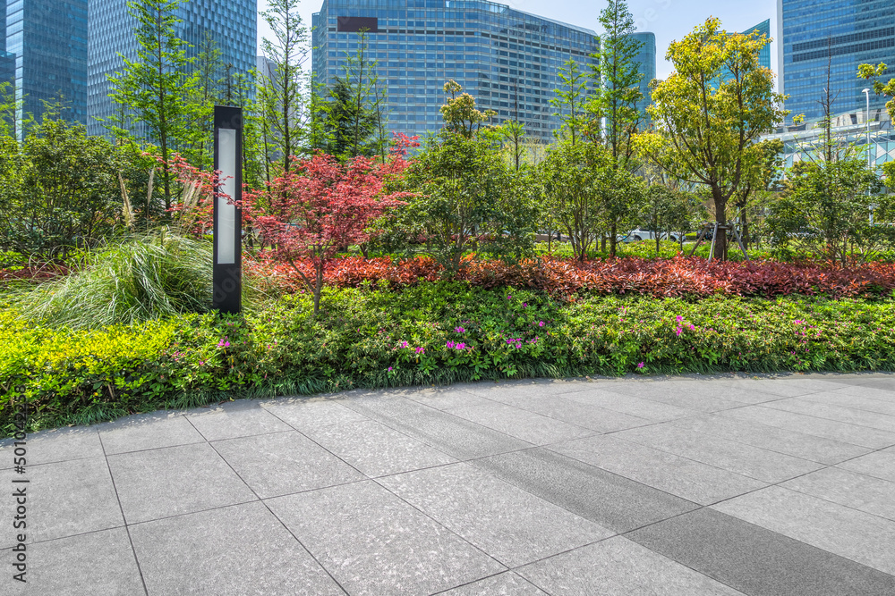 custom made wallpaper toronto digitalempty pavement and modern buildings in city.