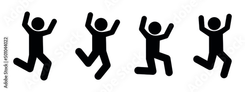 man having fun, funny figurines of jumping little men
