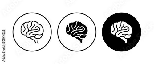 Human brain medical vector icon logo, sign, editable stroke illustration isolated on white background