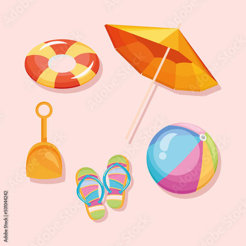 five beach vacations icons