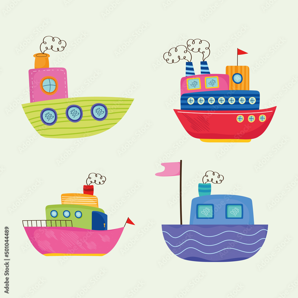 four cute boats icons