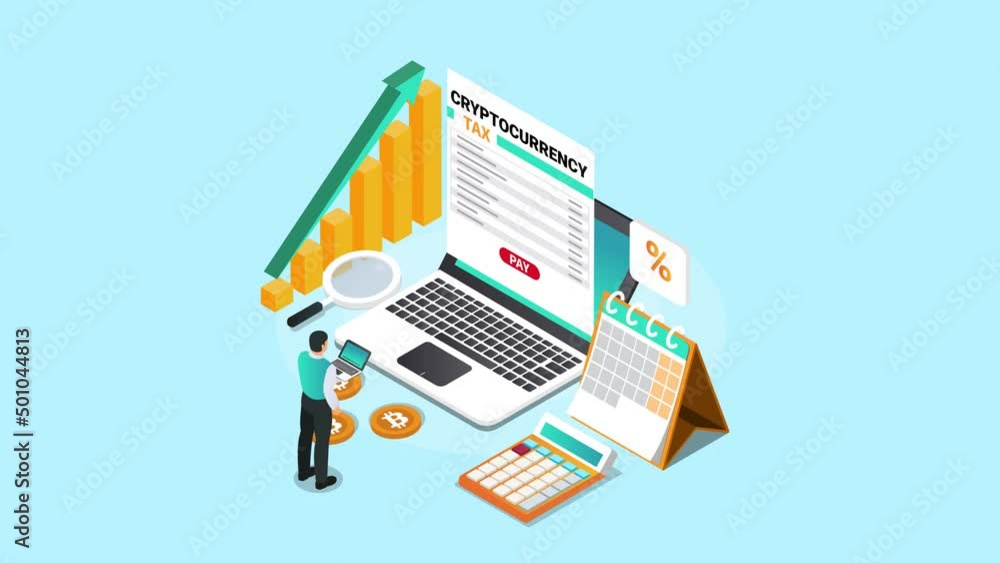 Man paying cryptocurrency tax near growth chart Man paying cryptocurrency tax near growth chart