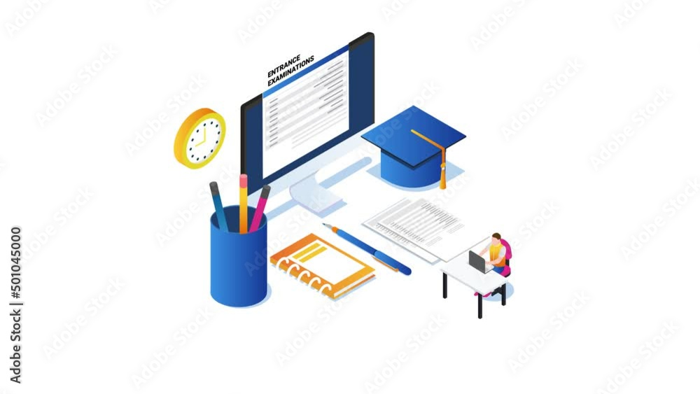 Teenage boy having university admission test Teenage boy having university admission test