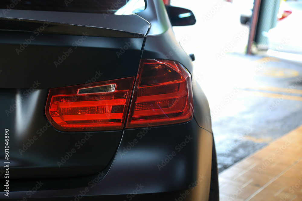 black car tail lights