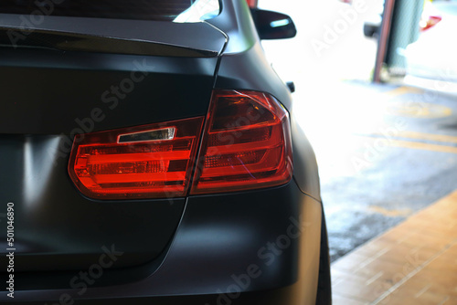 black car tail lights