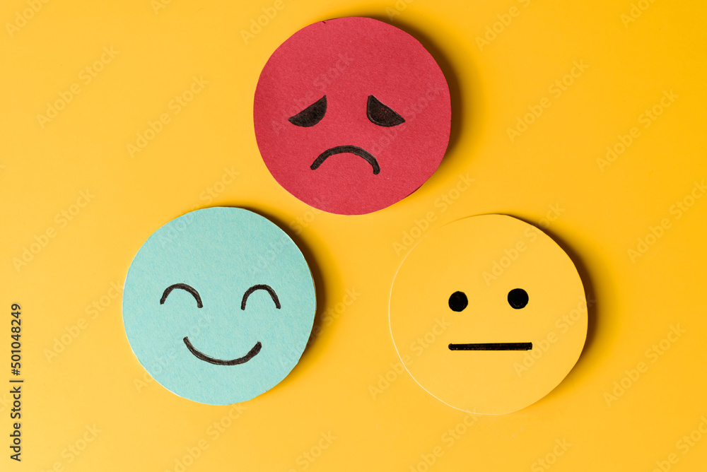 Fototapeta premium mental health in human,emotion happy angry indifferent,review customer 