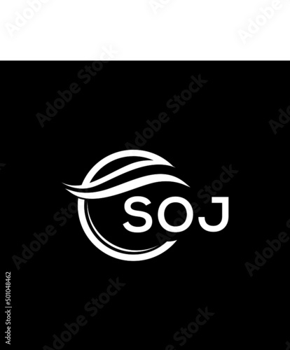 SOJ letter logo design on black background. SOJ  creative initials letter logo concept. SOJ letter design.
 photo