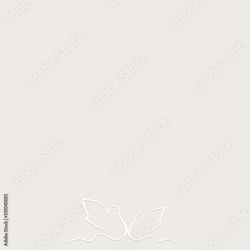 Beige background with doves silhouette, background for wedding invitation. The theme of the wedding.