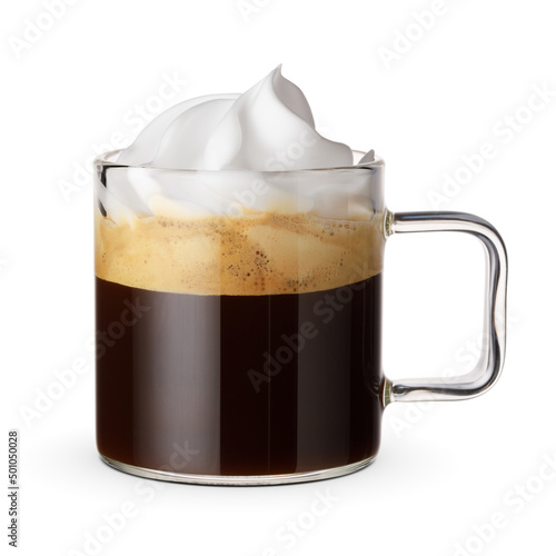 Photography Viennese coffee or spresso con panna isolated.