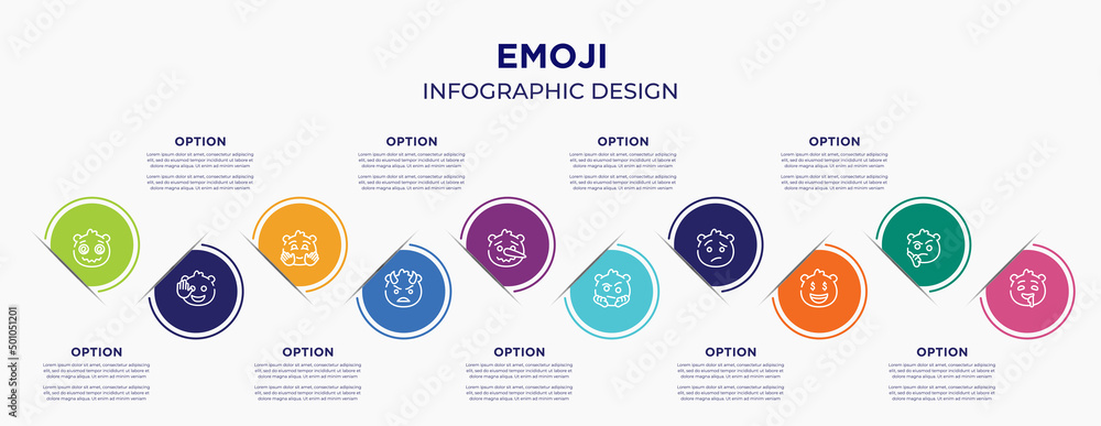emoji concept infographic design template. included hypnotized emoji ...