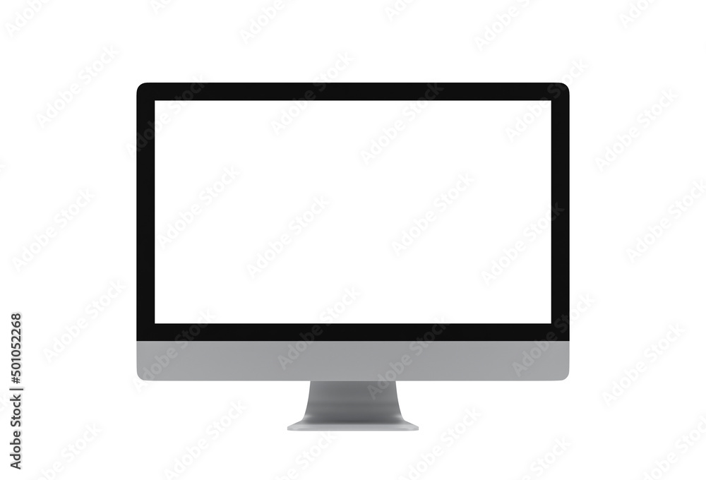Computer with blank screen isolated on white background, 3d rendering Computer with blank screen isolated on white background, 3d rendering