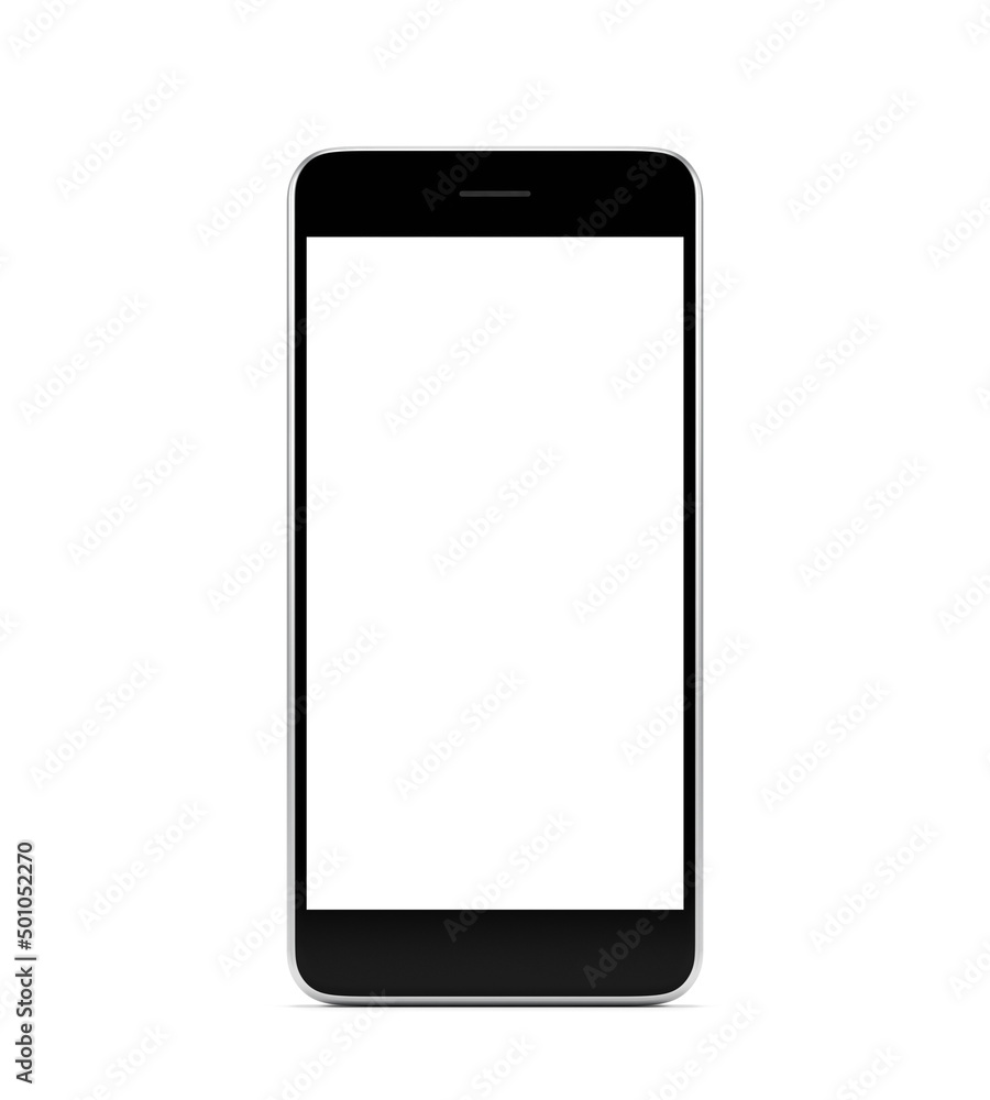 Smartphone with blank screen isolated on white background, 3d rendering Smartphone with blank screen isolated on white background, 3d rendering