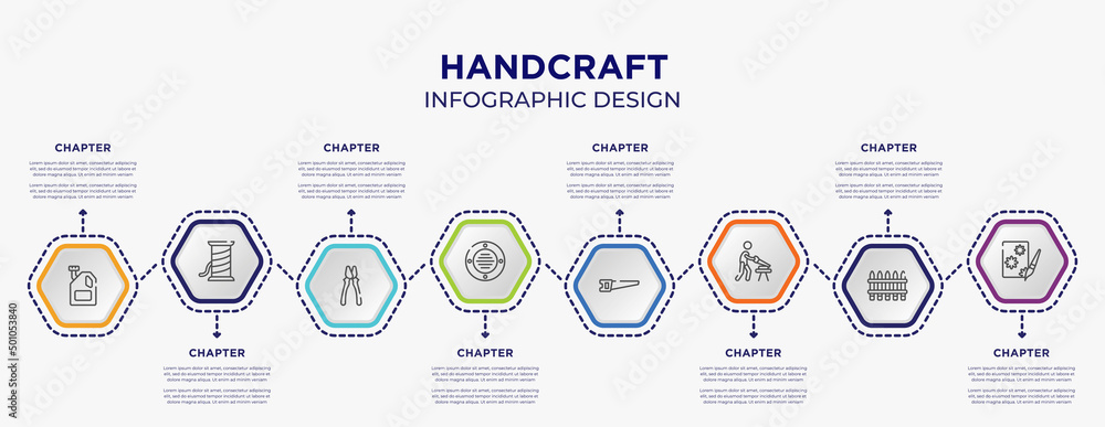 handcraft concept infographic template with 8 step or option. included ...