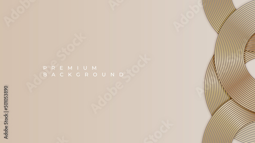 Luxury background with abstract golden lines. Luxurious simple overlap circle lines. For poster, cover, banner, flyer, brochure, presentation, website. Vector illlustration