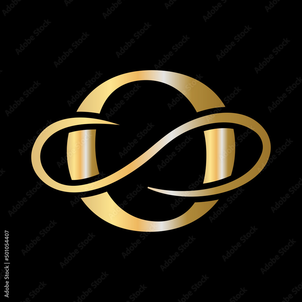 Initial letter O logo with swoosh, gold template. Modern O logotype for ...