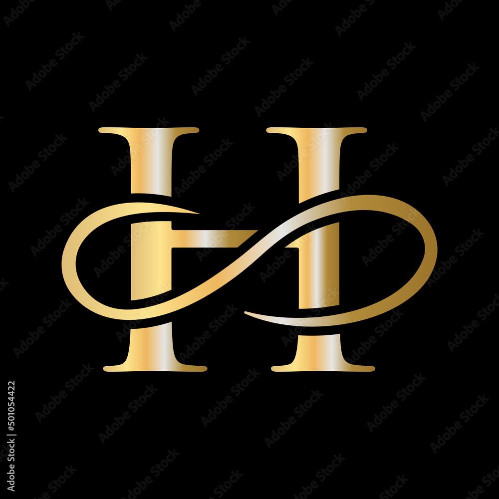 Initial letter H logo with swoosh, gold template. Modern H logotype for ...