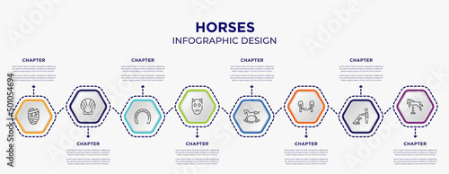 Fotografiet horses concept infographic template with 8 step or option