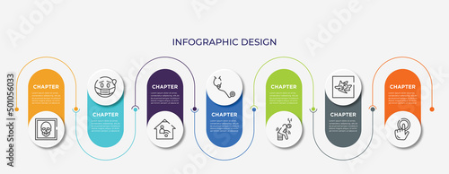 concept infographic design template. included skull, sick, telework, stethoscope, weak, germ, touch icons for abstract background.
