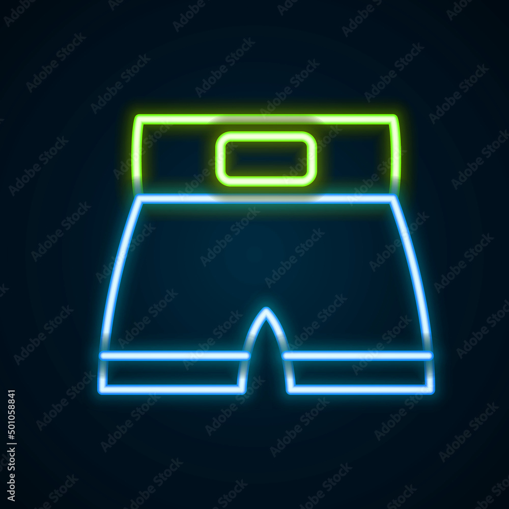 Glowing neon line Boxing short icon isolated on black background. Colorful outline concept. Vector Glowing neon line Boxing short icon isolated on black background. Colorful outline concept. Vector