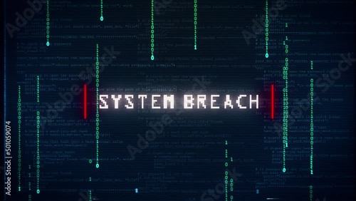 System breach hacking glitch and noise effects with computer program background photo