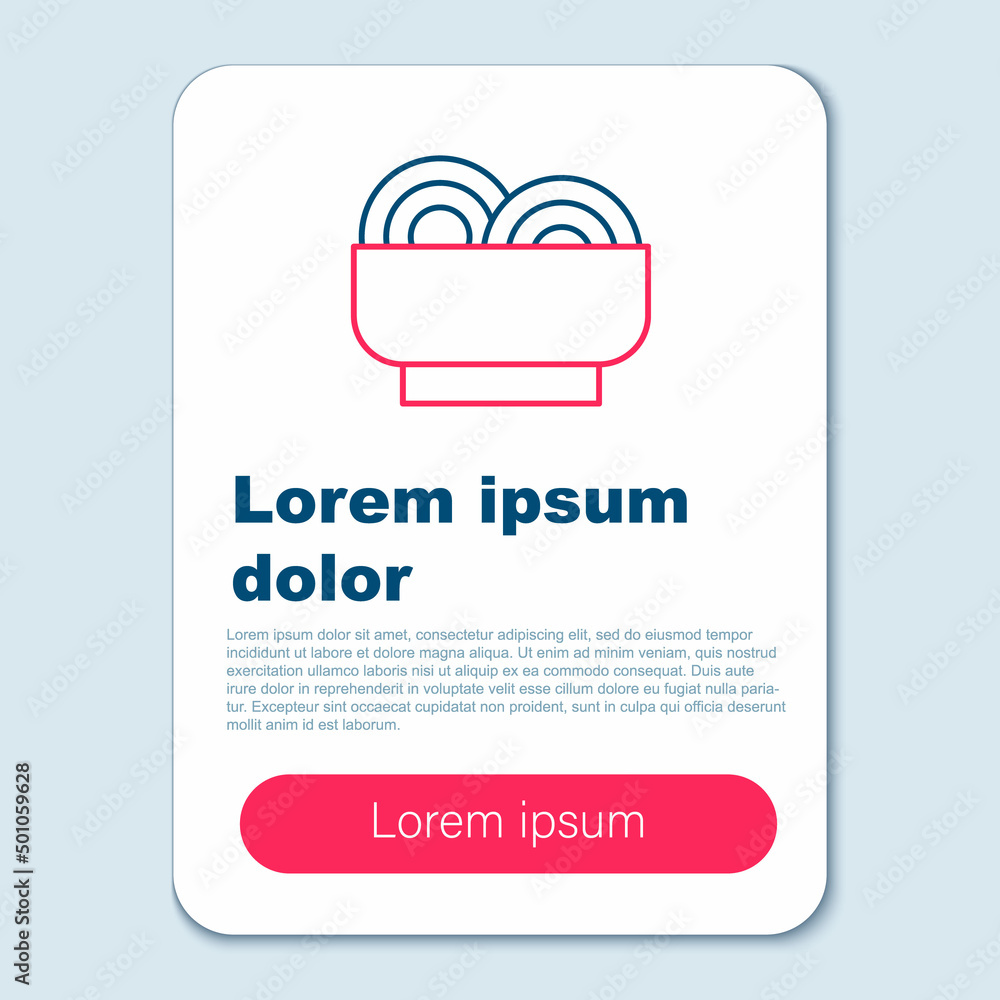 Line Asian noodles in bowl and chopsticks icon isolated on grey background. Street fast food. Korean, Japanese, Chinese food. Colorful outline concept. Vector Line Asian noodles in bowl and chopsticks icon isolated on grey background. Street fast food. Korean, Japanese, Chinese food. Colorful outline concept. Vector