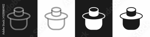Set Beekeeper with protect hat icon isolated on black and white background. Special protective uniform. Vector