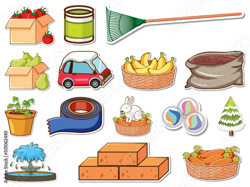 Sticker set of mixed daily objects