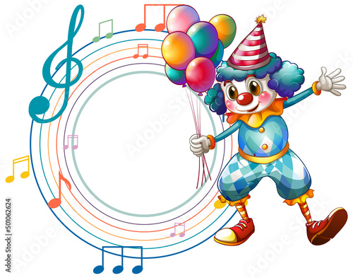 Cute clown with blank music note template