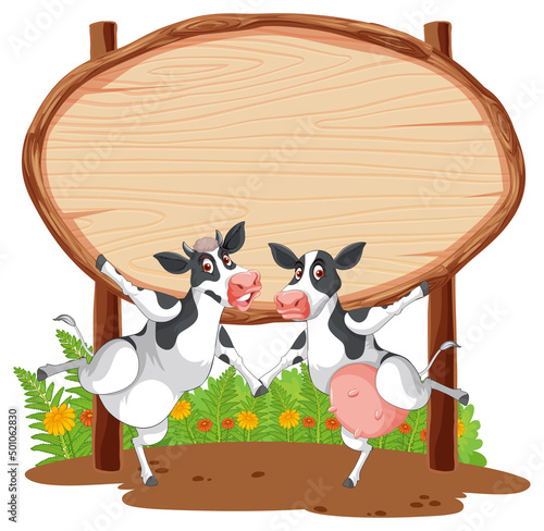 Blank oval wooden signboard with animal