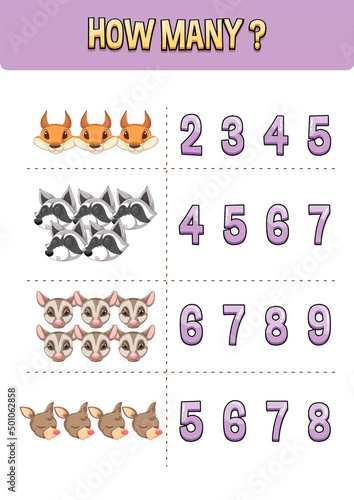 Match pictures with numbers for kids