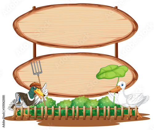 Blank oval wooden signboard with animal