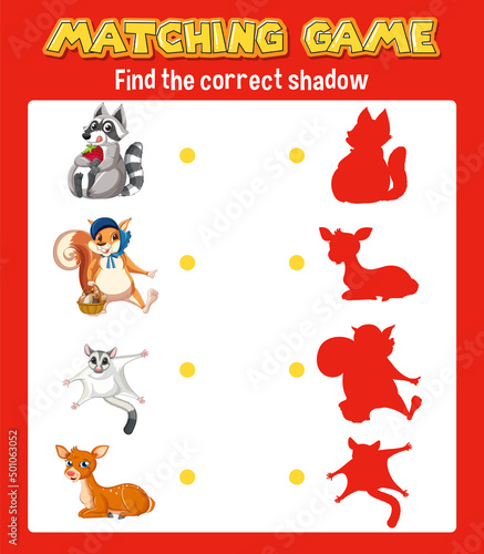 Worksheet design for matching animals