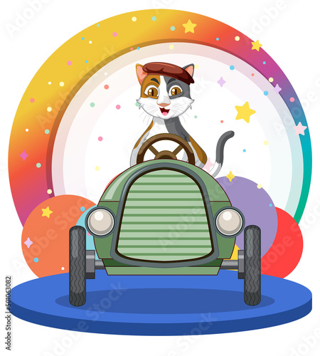Cartoon cat and soap box derby car