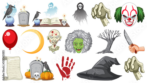 Halloween set with scary monsters
