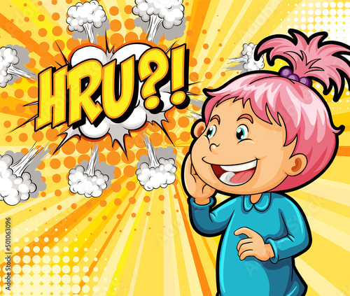 Abbreviation and facial expression retro comic banner design