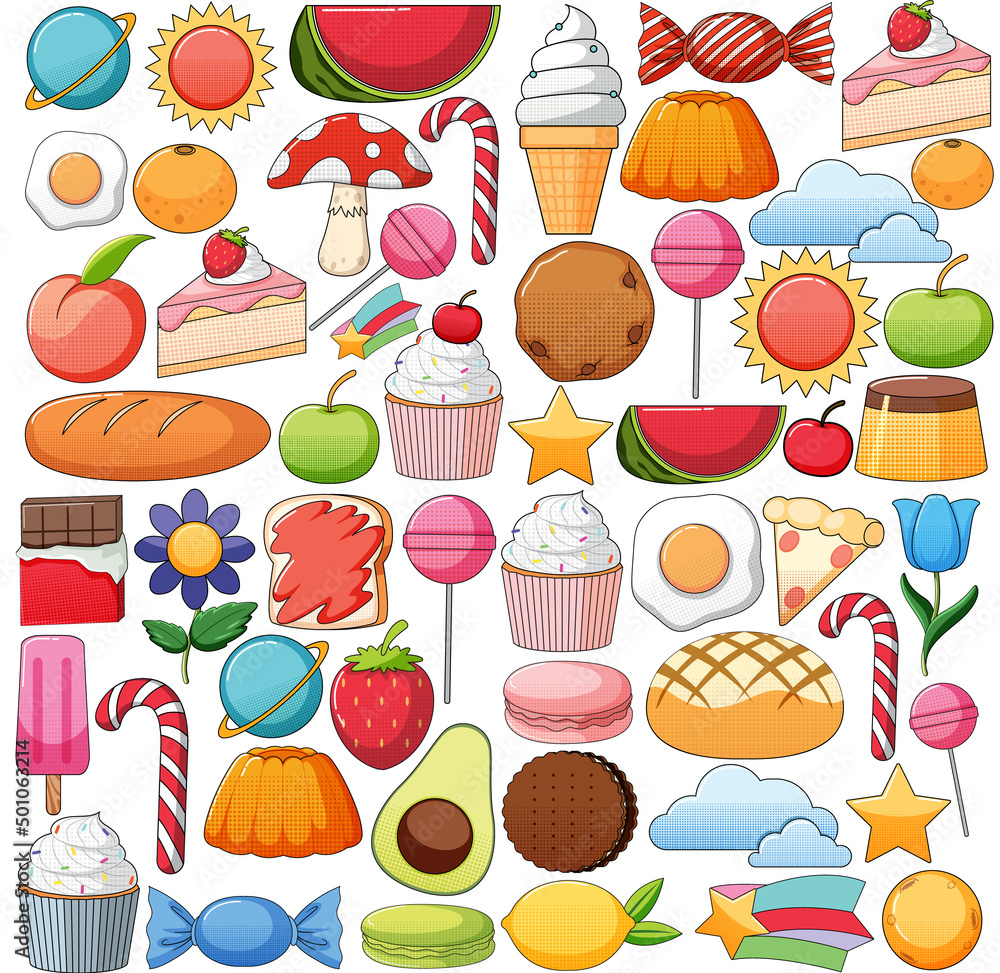 Fototapeta premium Set of vintage style cartoon on white background