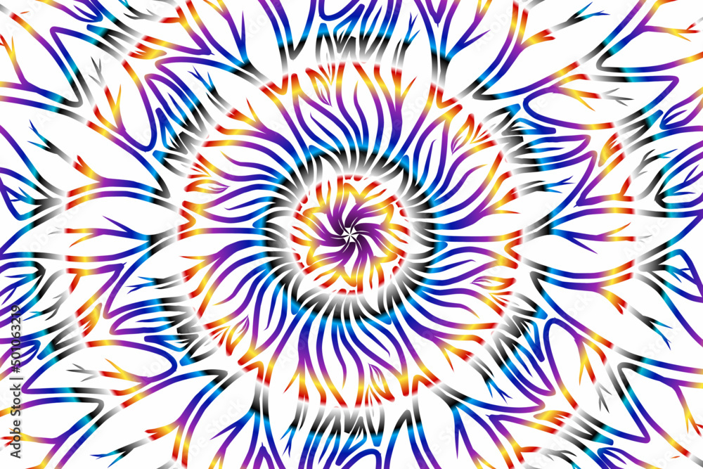 seamless colourful caleidoscope gradient flower and leaf art pattern of indonesian culture traditional tenun batik ethnic dayak ornament for wallpaper ads background seamless colourful caleidoscope gradient flower and leaf art pattern of indonesian culture traditional tenun batik ethnic dayak ornament for wallpaper ads background