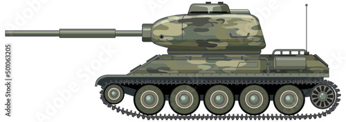 Military battle tank on white background