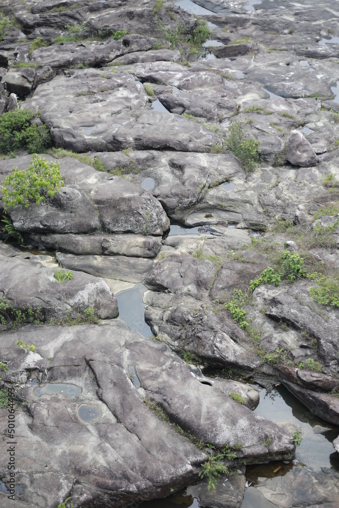 rocky terrain of a river bed