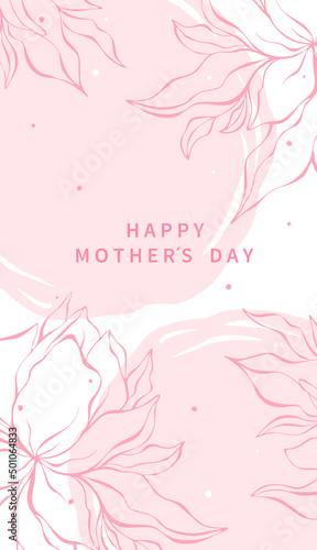 Mother's Day card with flowers in pastel colors and text. Vector illustration design for banner, poster and social media
